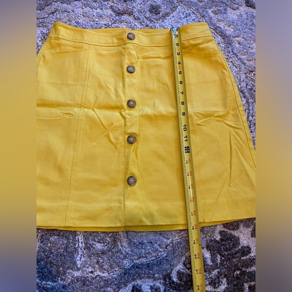 LOFT Button Shift Skirt Yellow Size 8 New Women’s Short A Line Summer Casual - Picture 8 of 9